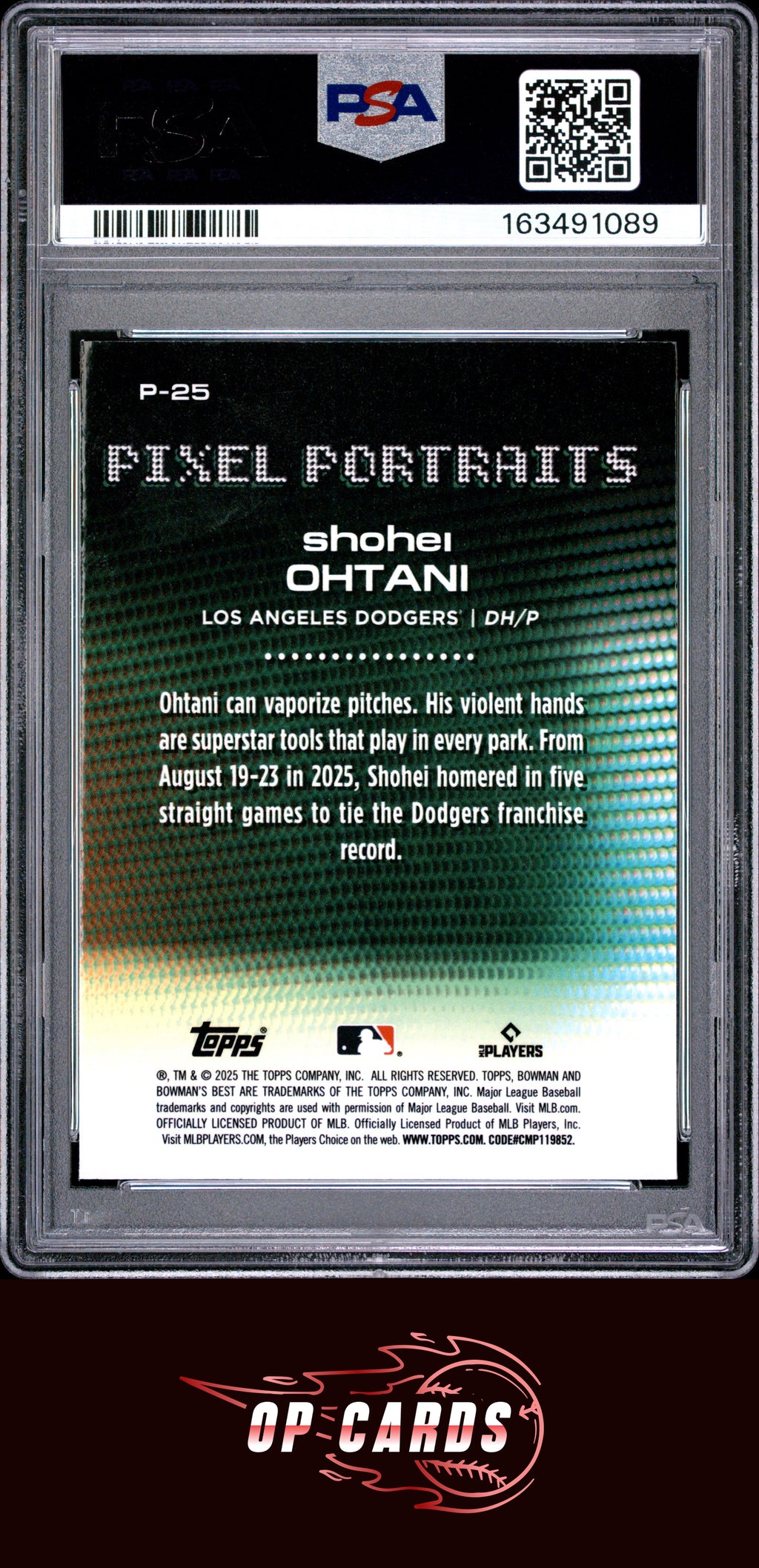 Shohei Ohtani 2025 Bowman'S Best Pixel Portraits #P-25 PSA 6