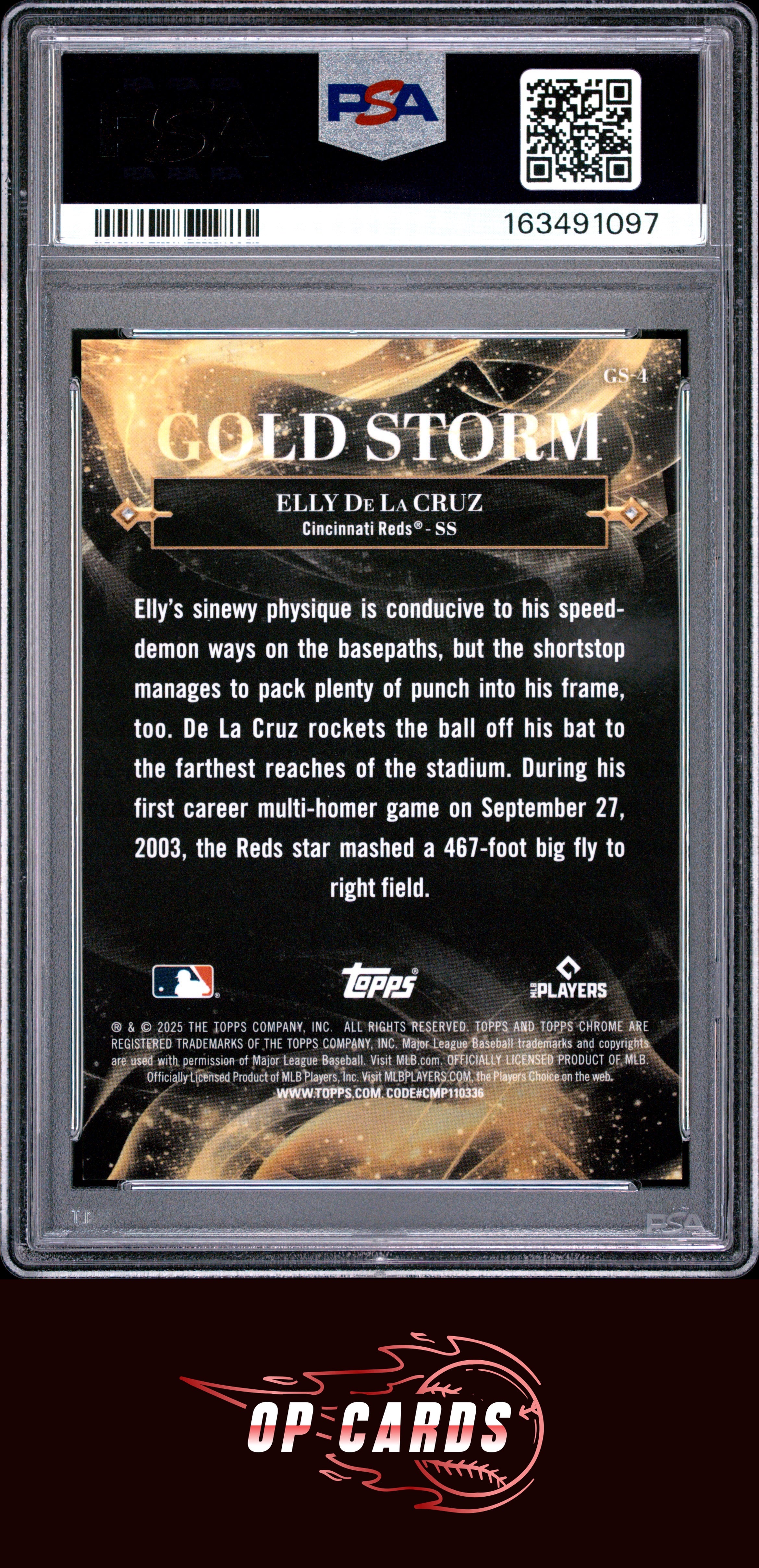 Elly De La Cruz 2025 Topps Gilded Collection Gold Storm #GS-4 PSA 10