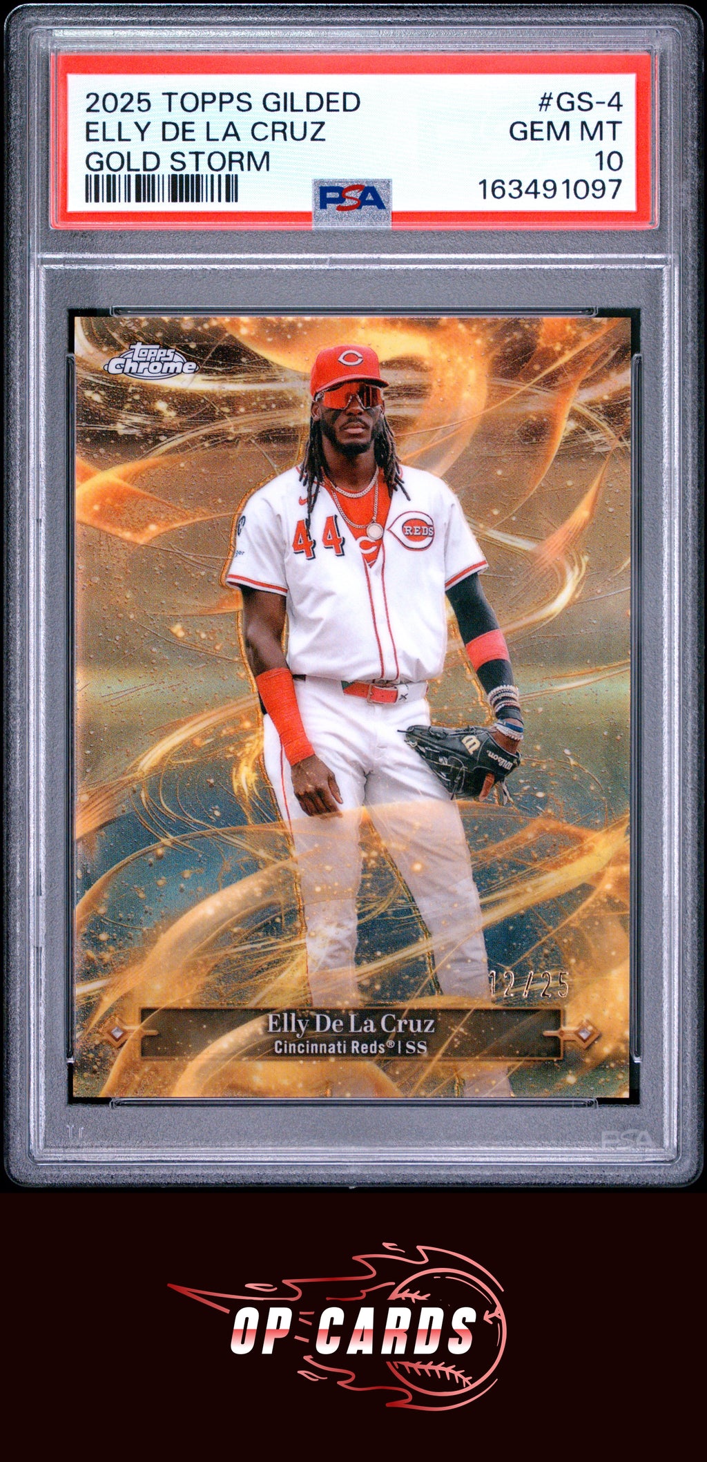 Elly De La Cruz 2025 Topps Gilded Collection Gold Storm #GS-4 PSA 10